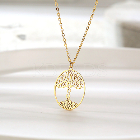 Elegant Stainless Steel Hollow Life Tree Pendant for Women's Daily Wear. HY4553-1-1