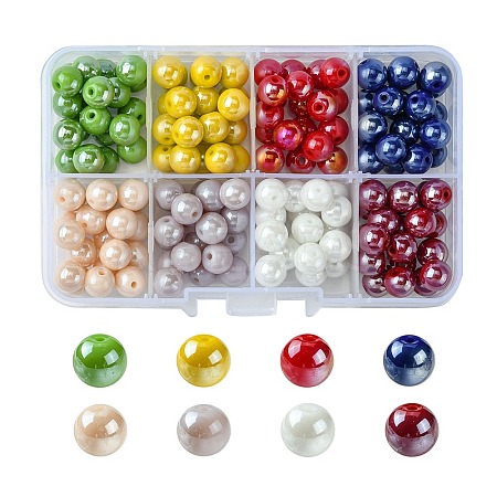 160Pcs 8 Colors Electroplate Opaque Glass Beads Strands GLAA-FS0001-74-1