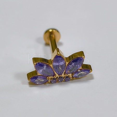 Flower Titanium Alloy Pave Cubic Zirconia Internally Threaded Labrets FS-WG35145-09-1