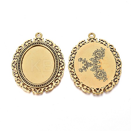 Tibetan Style Pendant Cabochon Settings LS-TIBEP-553-AG-FF-1