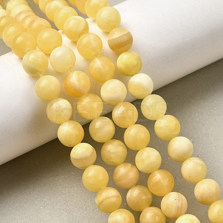 Natural Yellow Jade Beadd Strands X-G-A274-A01-8mm-1