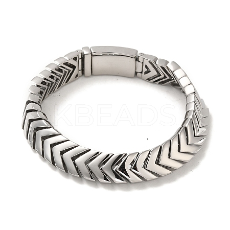 304 Stainless Steel Arrow Link Chain Bracelets for Women Men BJEW-Q341-07AS-1