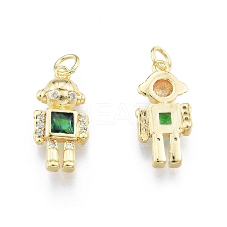 Brass Micro Pave Clear Cubic Zirconia Pendants KK-C006-30G-1