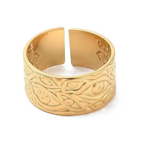 Ion Plating(IP) 304 Stainless Steel Eye Open Cuff Ring for Women RJEW-M149-35G-1