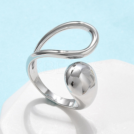 304 Stainless Steel Cuff Rings for Women RJEW-A063-01A-P-1