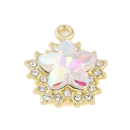 Rack Plating Alloy with Rhinestone Pendants FIND-B037-03G-02-1