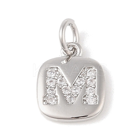 Rack Plating Brass Micro Pave CLear Cubic Zirconia Charms KK-E110-14P-M-1