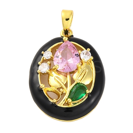 Brass Micro Pave Cubic Zirconia Pendants LS-KK-A232-09G-02-1