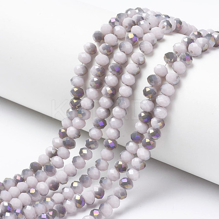 Electroplate Opaque Glass Beads Strands EGLA-A034-P6mm-F17-1
