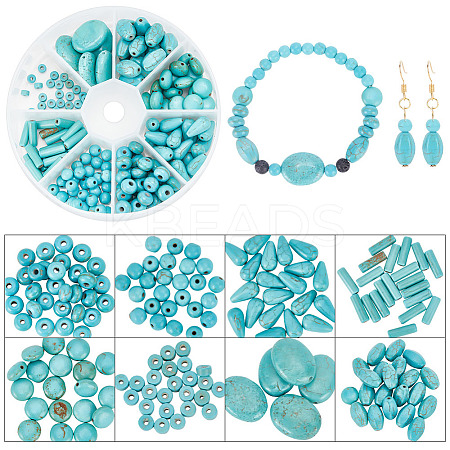 ARRICRAFT 185Pcs 8 Styles Synthetic Turquoise Dyed Beads Strands TURQ-AR0001-37-1