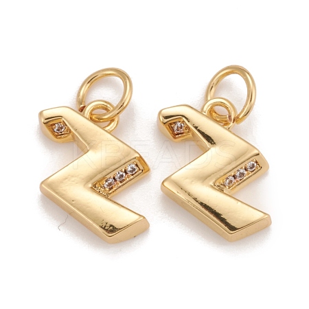 Rack Plating Eco-friendly Brass Micro Pave Clear Cubic Zirconia Charms KK-D072-01G-Z-NR-1