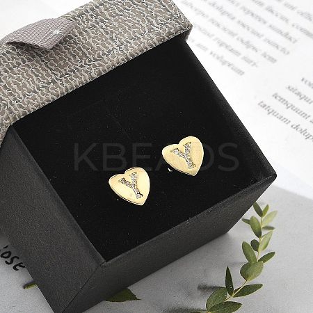 Rack Plating Brass Micro Pave Clear Cubic Zirconia Stud Earrings EJEW-K299-01G-Y-1