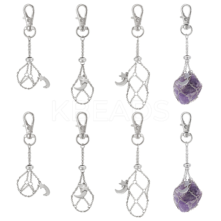 6Pcs 3 Styles Moon & Star Alloy Swivel Lobster Claw Clasps & Brass Cable Chains AJEW-UN00041-1