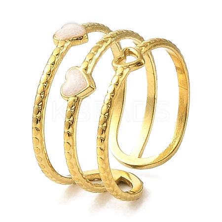 304 Stainless Steel Enamel Open Cuff Rings for Women RJEW-F166-22G-01-1