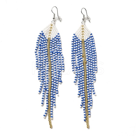Bohemia Woven Glass Seed Bead Dangle Earrings EJEW-A046-04D-1