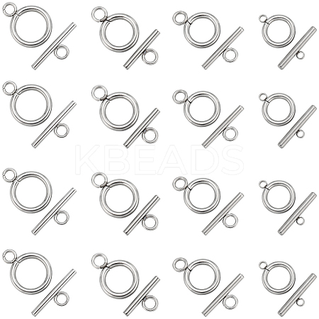 SUNNYCLUE 40Pcs 4 Styles 304 Stainless Steel Ring Toggle Clasps STAS-SC0007-38-1
