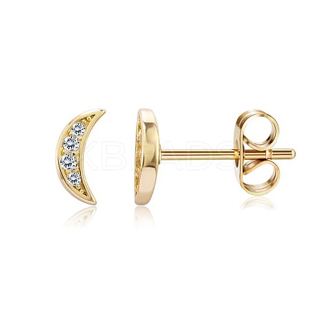 Brass Micro Pave Cubic Zirconia Stud Earrings EJEW-BB35386-G-1
