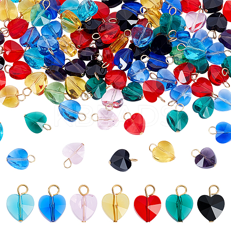 100Pcs Transparent Glass Charms PALLOY-GA00031-1