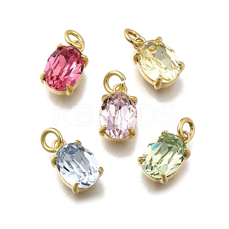 Oval Brass with Glass Charms KK-G525-08G-1