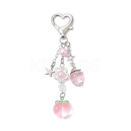 Peach Strawberry Acrylic & Resin Pendant Decorations HJEW-JM02373-1