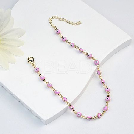 Christmas Brass Evil Eye Enamel Link Chain Anklets for Women WGC2D50-06-1