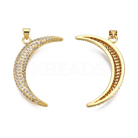 Brass Micro Pave Clear Cubic Zirconia Pendants KK-N227-140LG-1