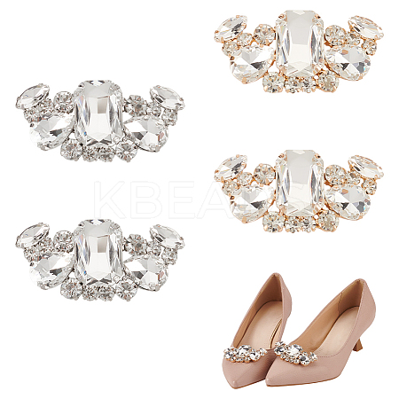 4Pcs 2 Colors Manganese Steel Rhinestone Shoe Decoration AJEW-FG0004-19-1