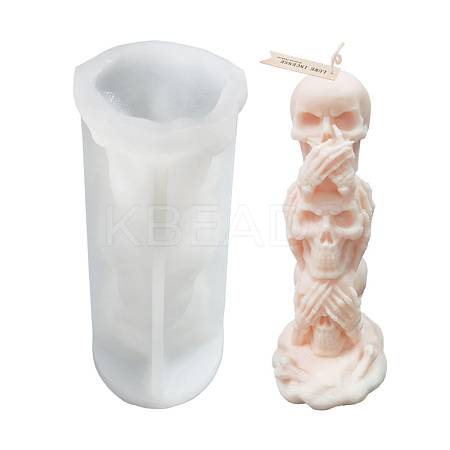 DIY Halloween Theme Skull-shaped Candle Making Silicone Molds DIY-M033-02-1