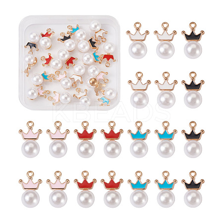 Craftdady 20Pcs 5 Colors Resin Imitation Pearl Pendants FIND-CD0001-35-1