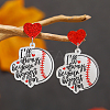 1Pair Leopard Print Heart Mother Sports Acrylic Dangle Stud Earrings EJEW-FS0001-22G-5