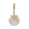 Brass Micro Pave Clear Cubic Zirconia European Dangle Charms PALLOY-JF05895-02-2
