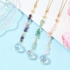3Pcs Round Glass & Natural Amethyst & Rose Quartz & Green Aventurine Chips Hanging Suncatchers HJEW-JM04209-2