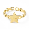 Ion Plating(IP) 304 Stainless Steel Star Cuff Ring for Women RJEW-C060-10G-2