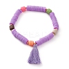 Polymer Clay Heishi Beads Stretch Charm Bracelets BJEW-JB05912-2