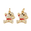 Christmas Brass Micro Pave Cubic Zirconia Enamel Charms KK-L255-19G-09-1