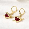 Heart Brass Glass Hoop Earrings EJEW-P333-09C-G-2