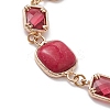 Dyed Natural White Jade Square & Alloy Link Chain Bracelets for Women BJEW-JB10129-3