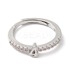 Rack Plating Brass Clear Cubic Zirconia Number 4 Adjustable Rings for Women RJEW-S407-09P-04-2