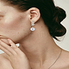 1 Pair Round Brass Micro Pave Cubic Zirconia Dangle Stud Earrings for Women EJEW-LP0003-64-1