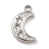 Non-Tarnish 304 Stainless Steel Pendants Rhinestone Setting STAS-A066-15P-1