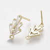 Brass Cubic Zirconia Ear Stud Findings X-KK-S336-25G-3