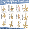 12Pcs 4 Style Brass Micro Pave Cubic Zirconia Pendants KK-BBC0019-51-2