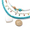 3Pcs 3Pcs Shell Pearl & Acrylic Heart & Enamel Pendant Necklaces Set NJEW-JN04038-5