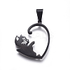 304 Stainless Steel Split Kitten Pendants STAS-G195-09P-3