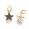 Brass Micro Pave Cubic Zirconia Charms X-ZIRC-G150-15A-2