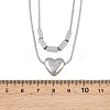 304 Stainless Steel Heart Pendant Double Layer Necklaces for Women NJEW-K298-01P-3