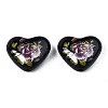 Flower Printed Opaque Acrylic Heart Beads SACR-S305-28-K03-2