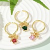 Brass Micro Pave Cubic Zirconia Adjustable Open Cuff Rings for Women RJEW-U057-05G-2