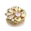 Brass Clear & Pink Cubic Zirconia Hexagon with Flower Multi-Strand Links KK-M316-16G-1