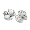 Brass Clear Cubic Zirconia Pave Natural Shell Bowknot Charms KK-P283-09P-2